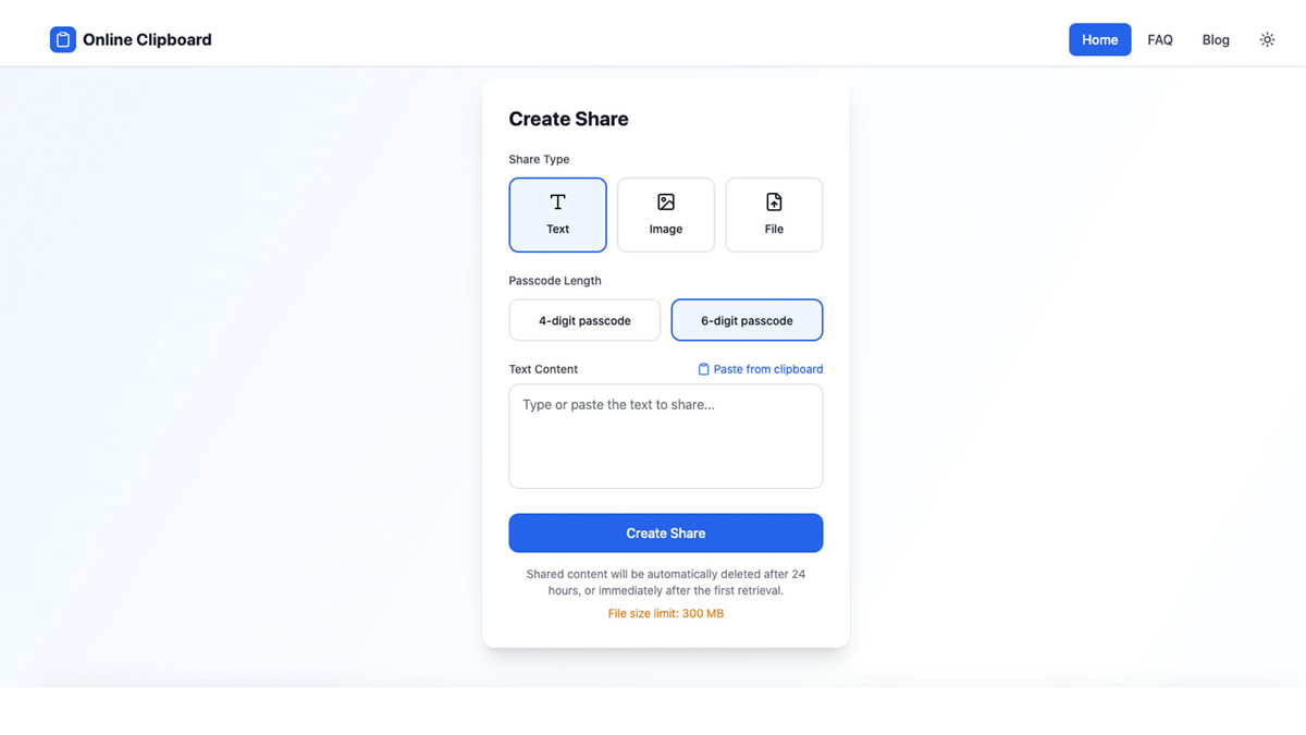 Online clipboard screenshot