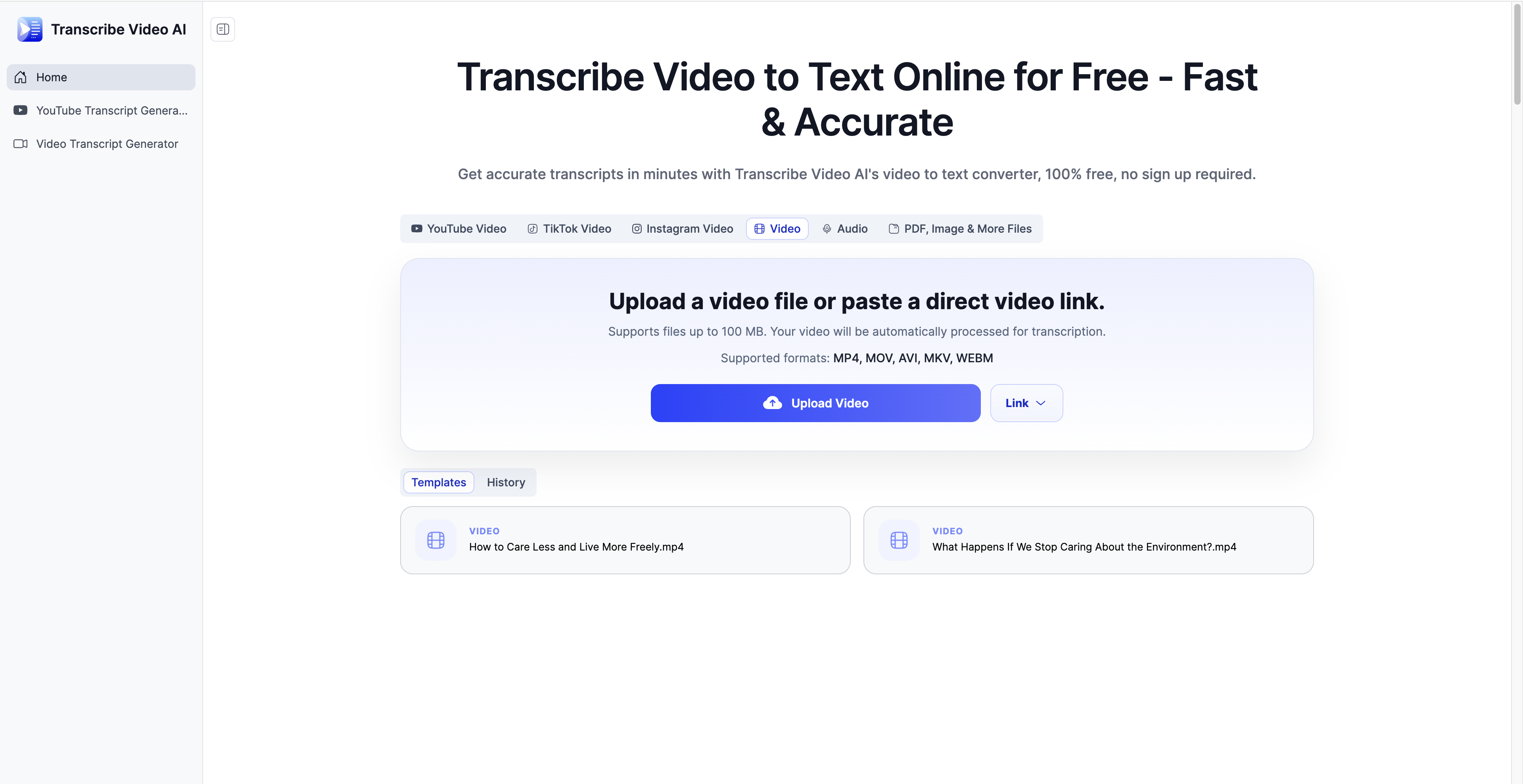 Transcribe Video AI
