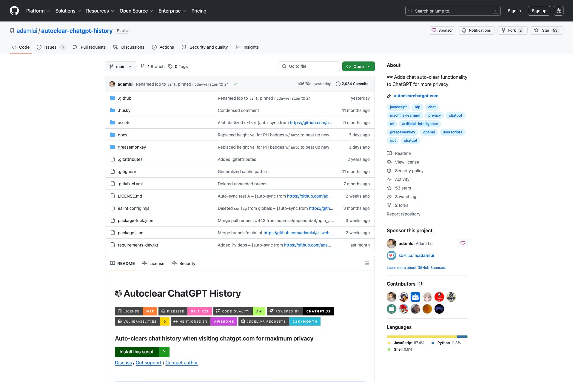 Autoclear ChatGPT History