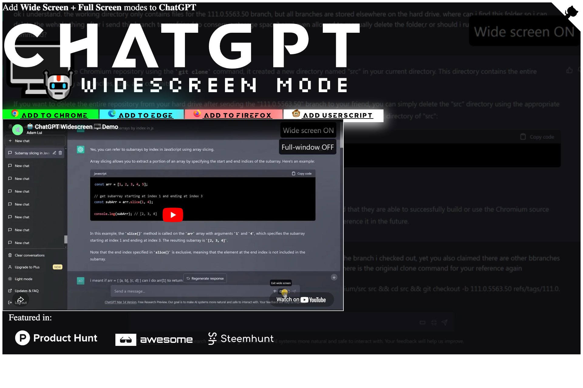ChatGPT Widescreen Mode