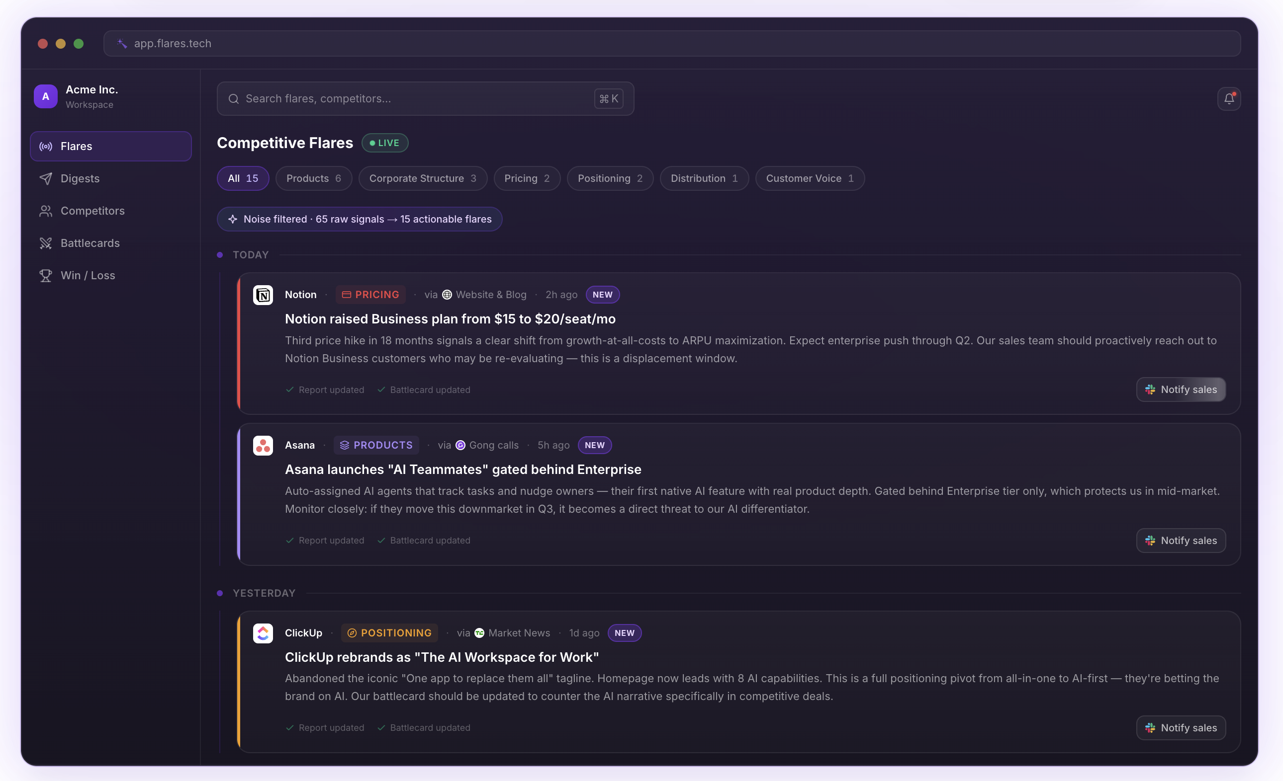 Flares screenshot