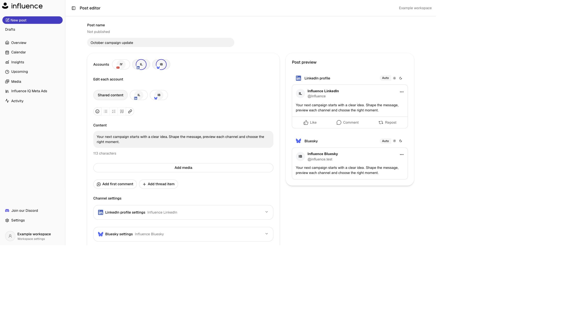 Influence screenshot