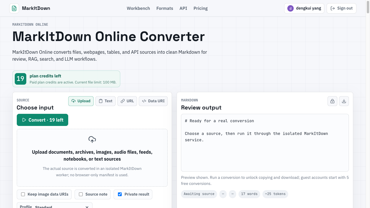 MarkItDown Online Converter screenshot