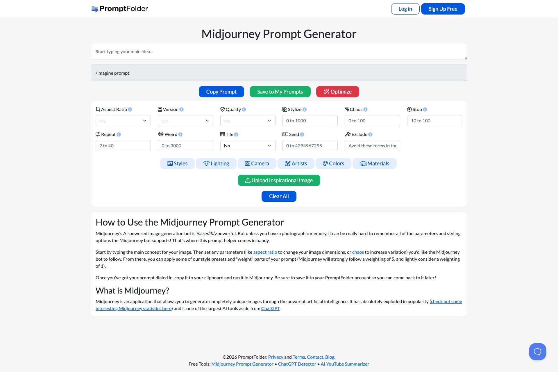 MidJourney Prompt Helper