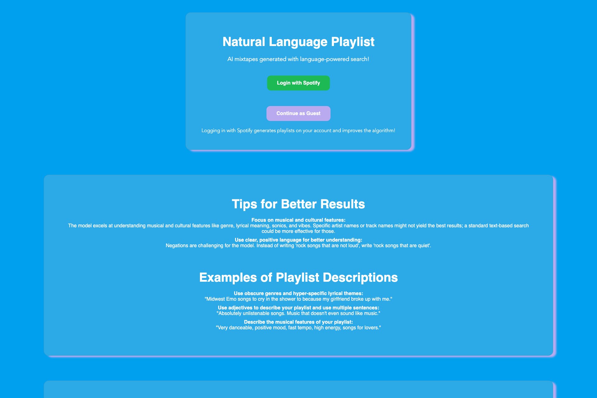 Natural Language Playlist
