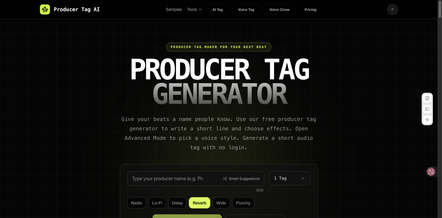 Producer Tag Generator screenshot