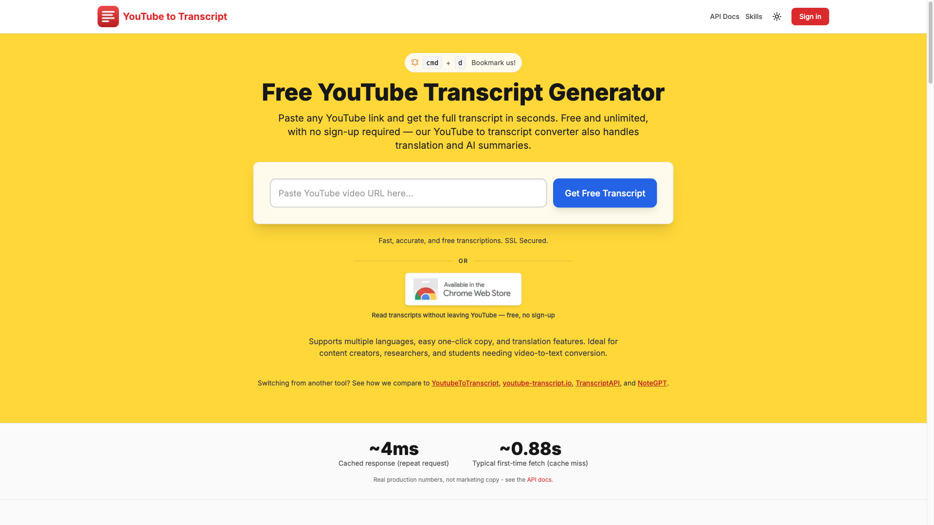 GetYouTubeTranscript screenshot