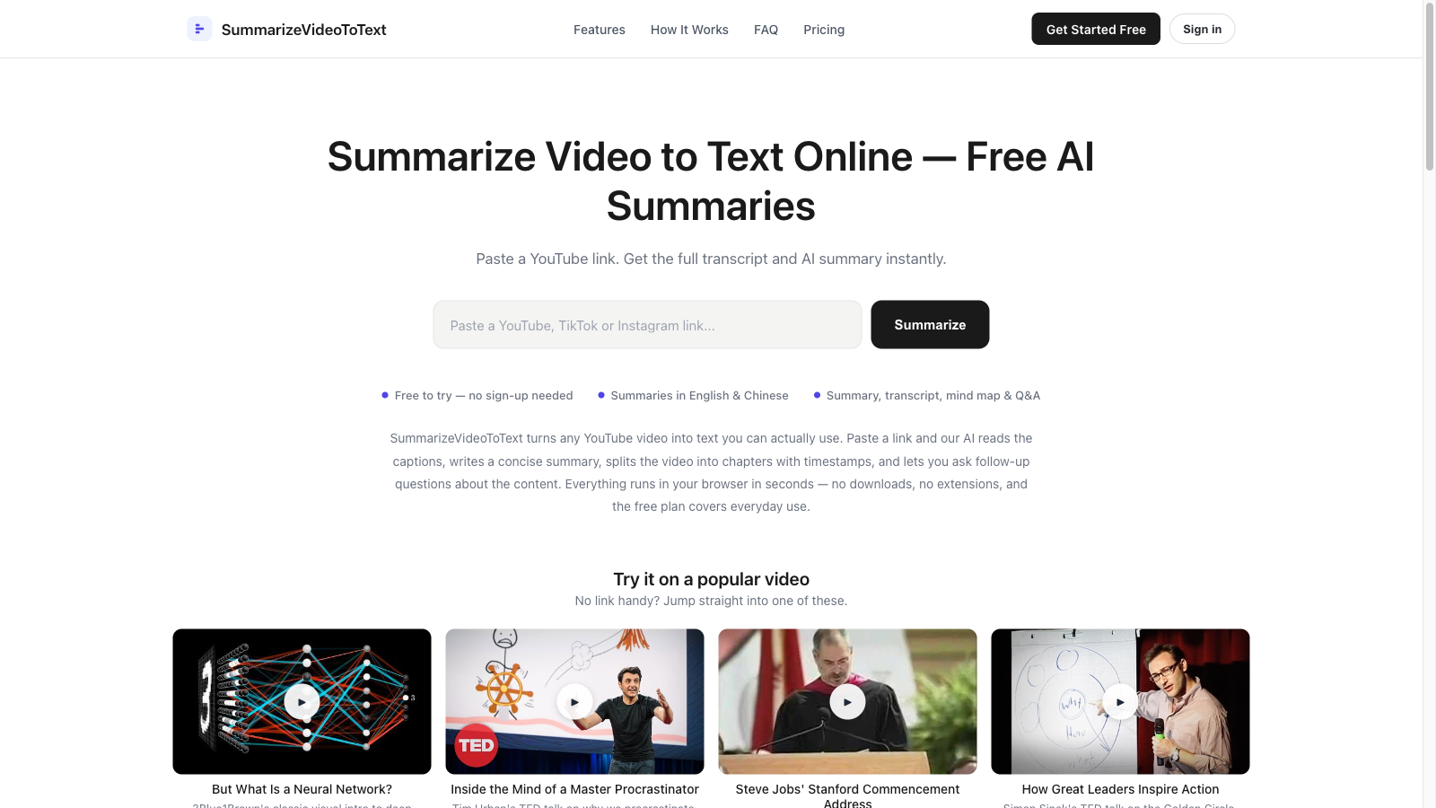 SummarizeVideoToText screenshot