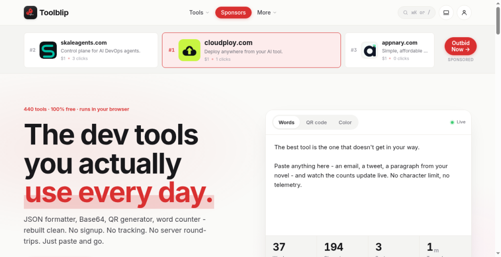 Toolblip screenshot
