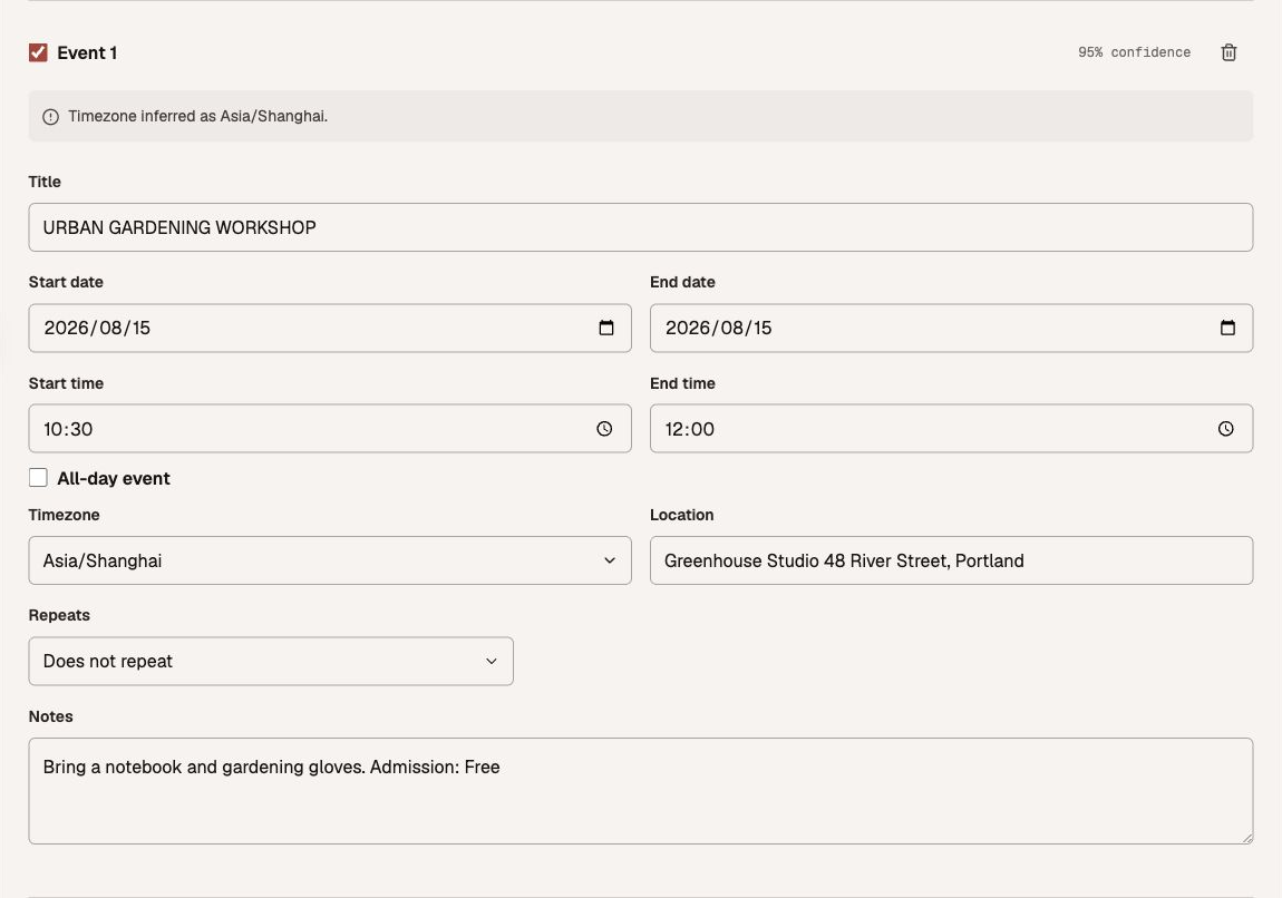 Image to Calendar screenshot