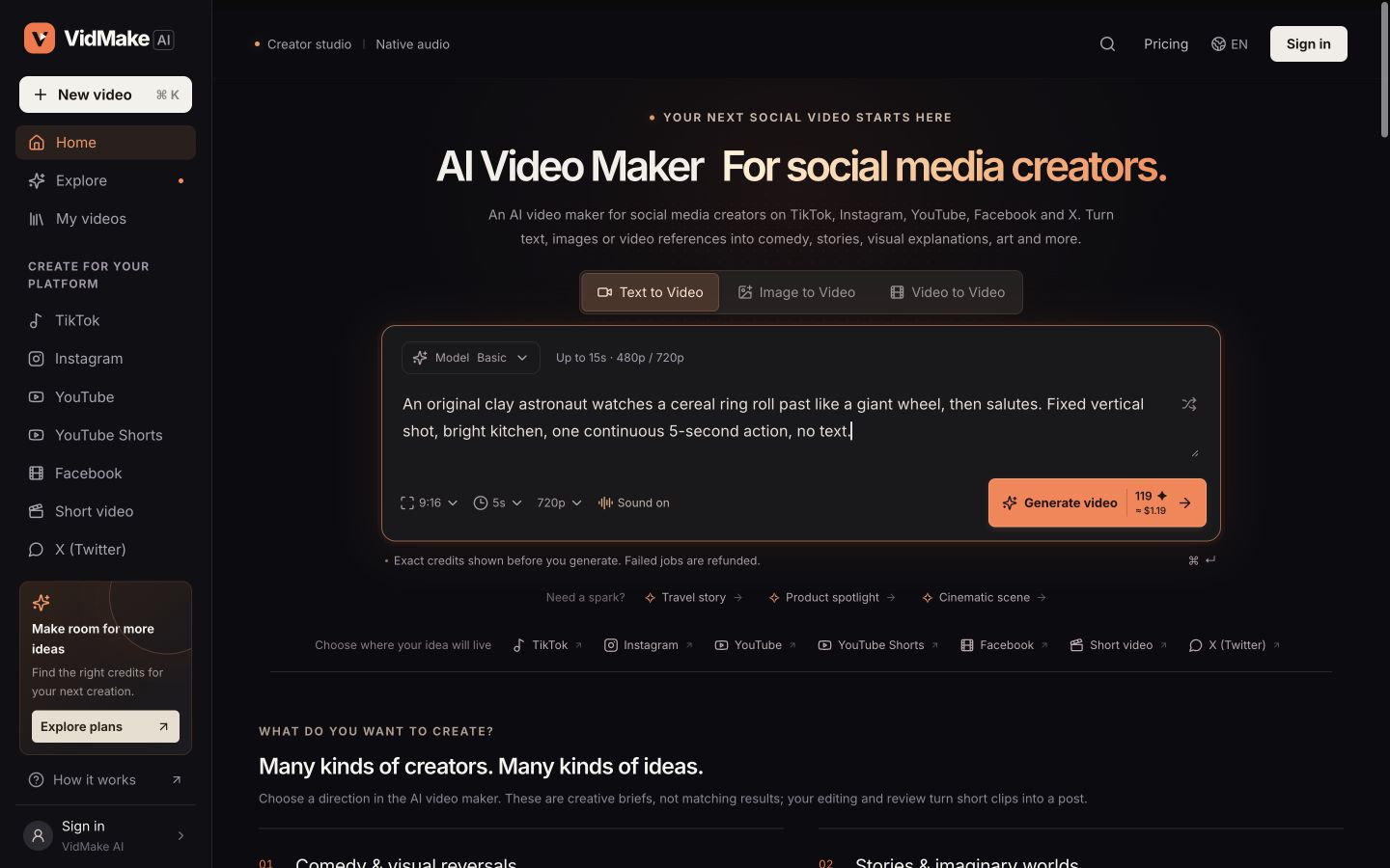 VidMake AI screenshot